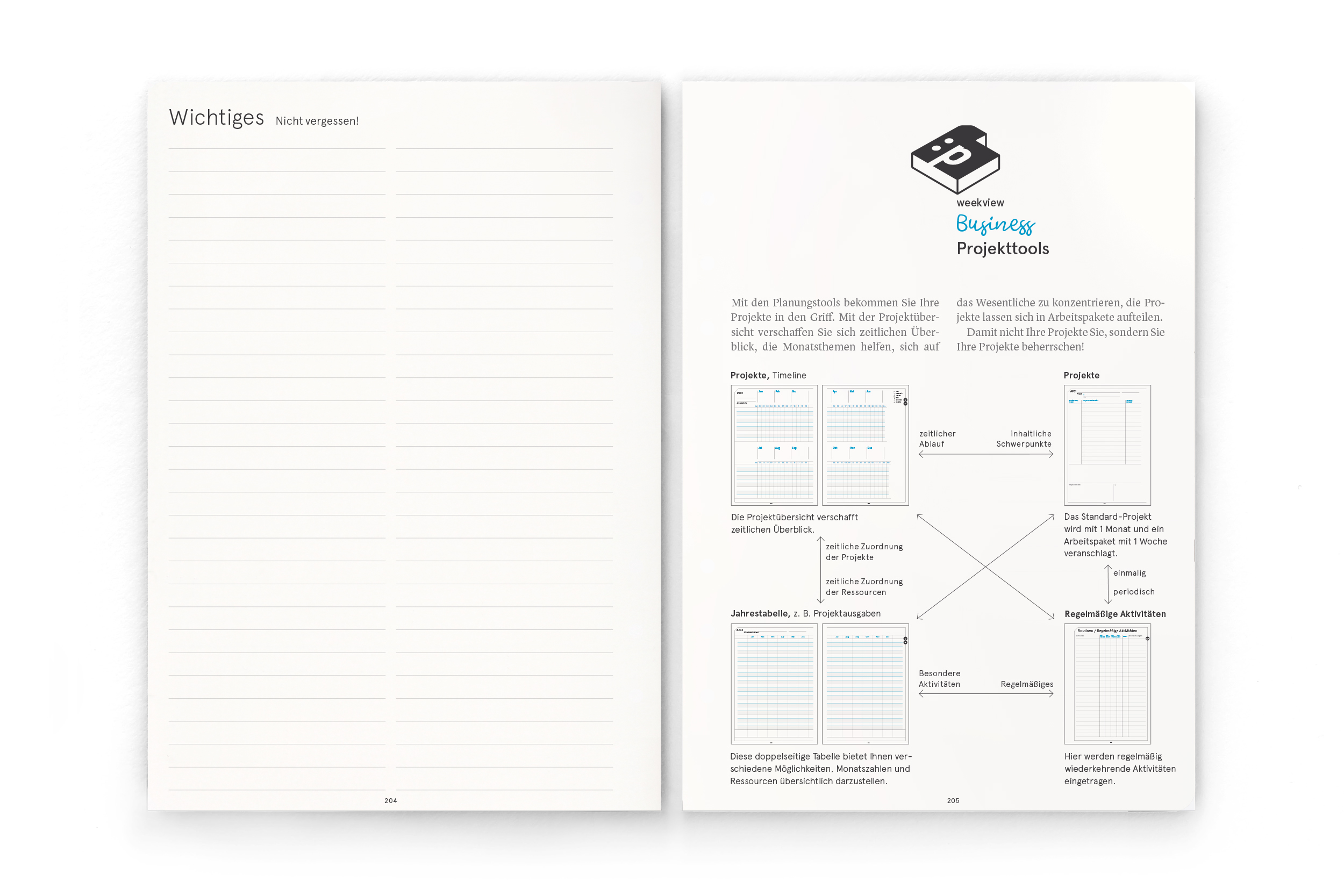 Business-Einlagen A5 2026 – Planungssystem mit Wochen- & Quartalsplanung | Filofax-A5-Lochung