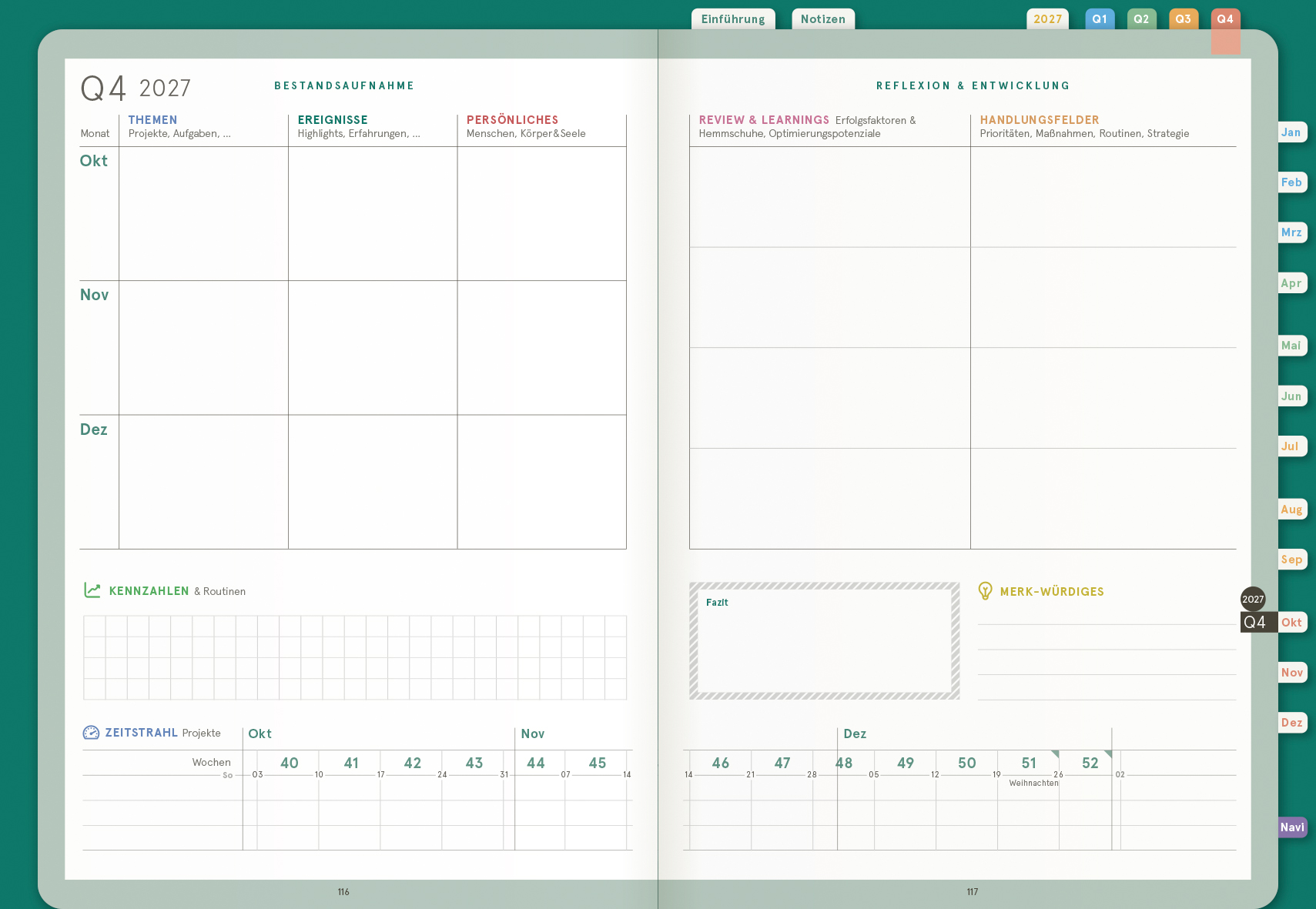 Digital Planner | Essentials 2027 - das Wochen-Reflexionstool | mit Navigation