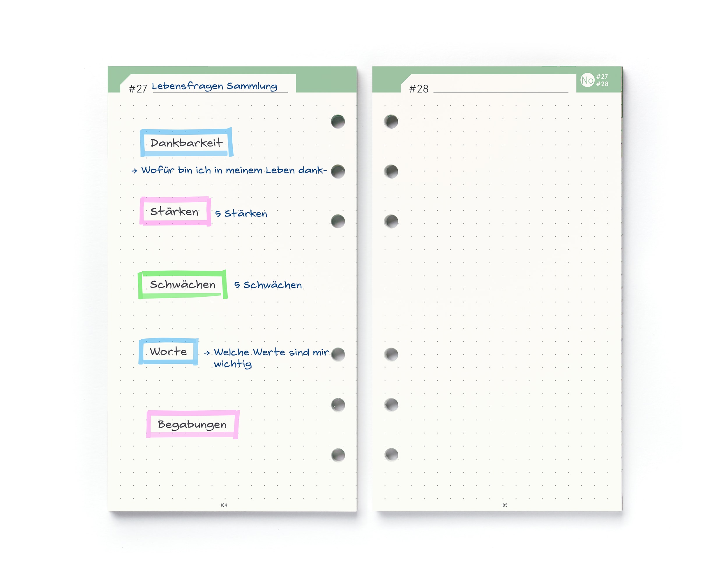 3x Personal Notizen, Filofax Lochung