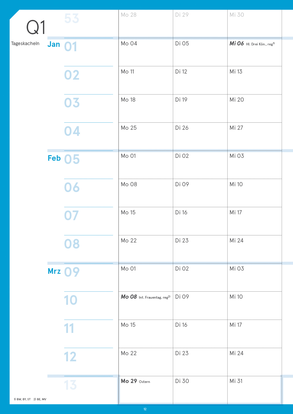 Druckversion (PDF) | A4-Planer 2027 | einseitig zum Selbstausdruck