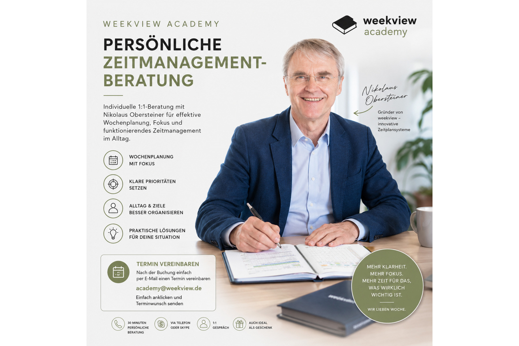 30 Minuten Zeitmanagement-Beratung mit Nikolaus Obersteiner