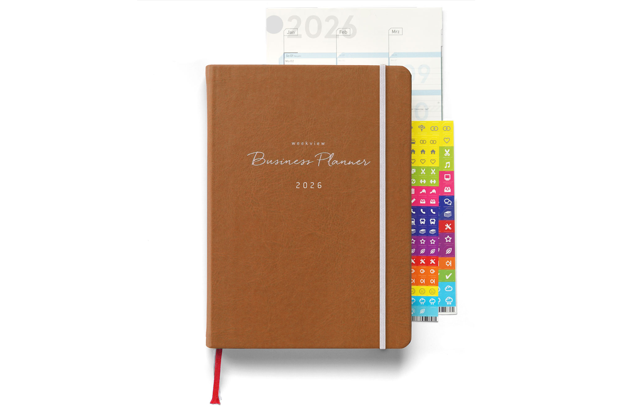 weekview Business Planner 2026 Classic – A5+ Erfolgsplaner mit Wochen- & Quartalsplanung | Cognac