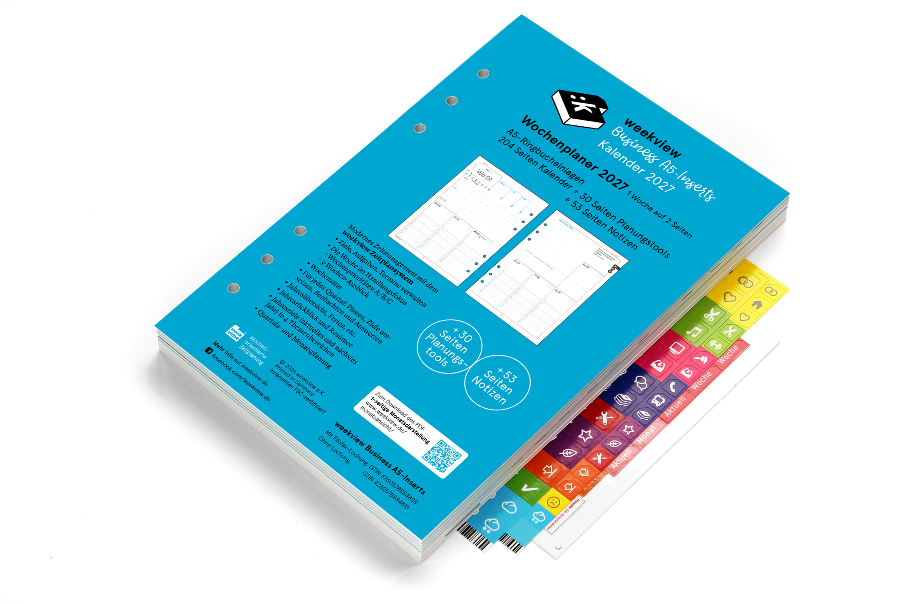 weekview Business-Einlagen A5 2027 &ndash; Inserts f&uuml;r Ringbuchplaner, gelocht