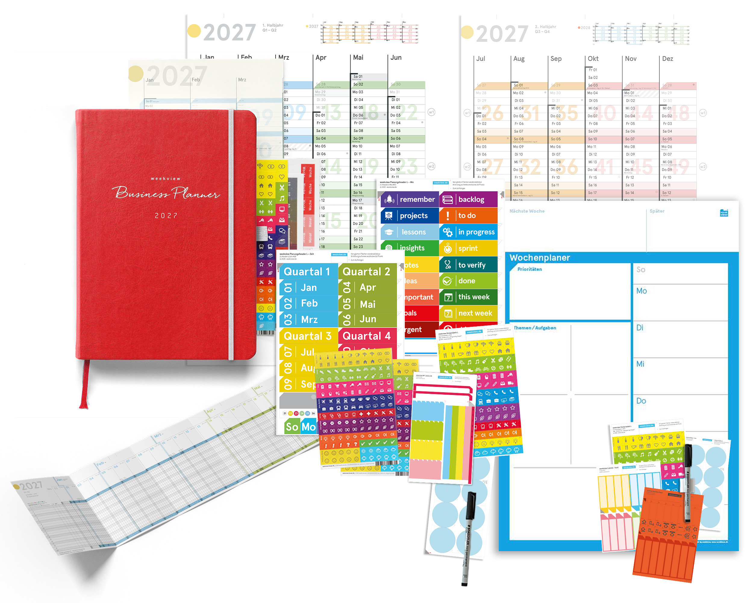weekview Business Planner 2027 A5+ Bundle wall planner | Red Scarlet Edition