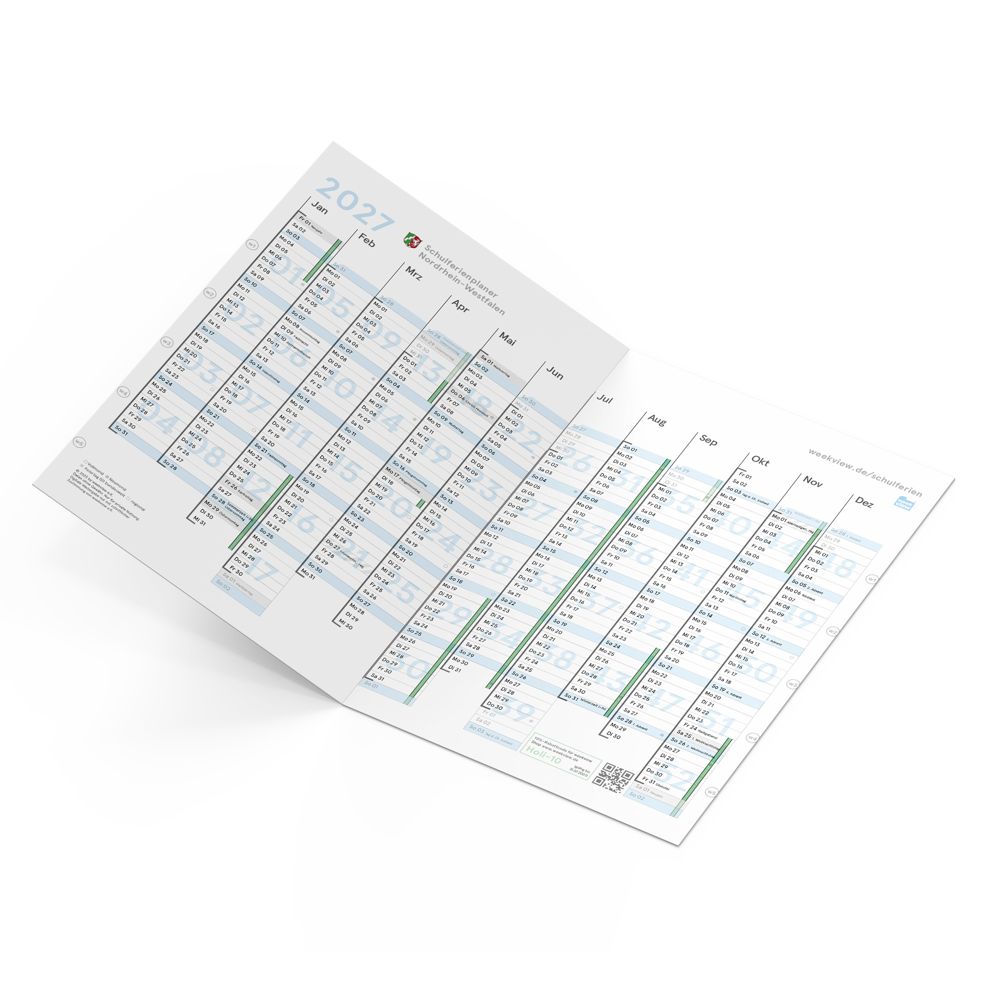 weekview school holiday planner A4 2027