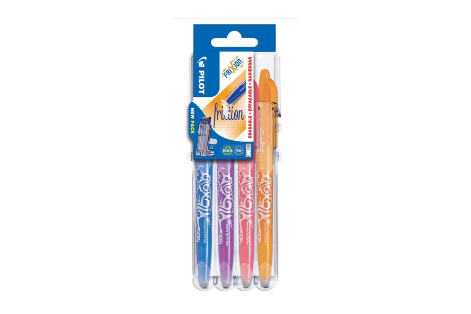 FriXion Ball 4er Set – Pastell: apricot, koralle, lila, skyblue