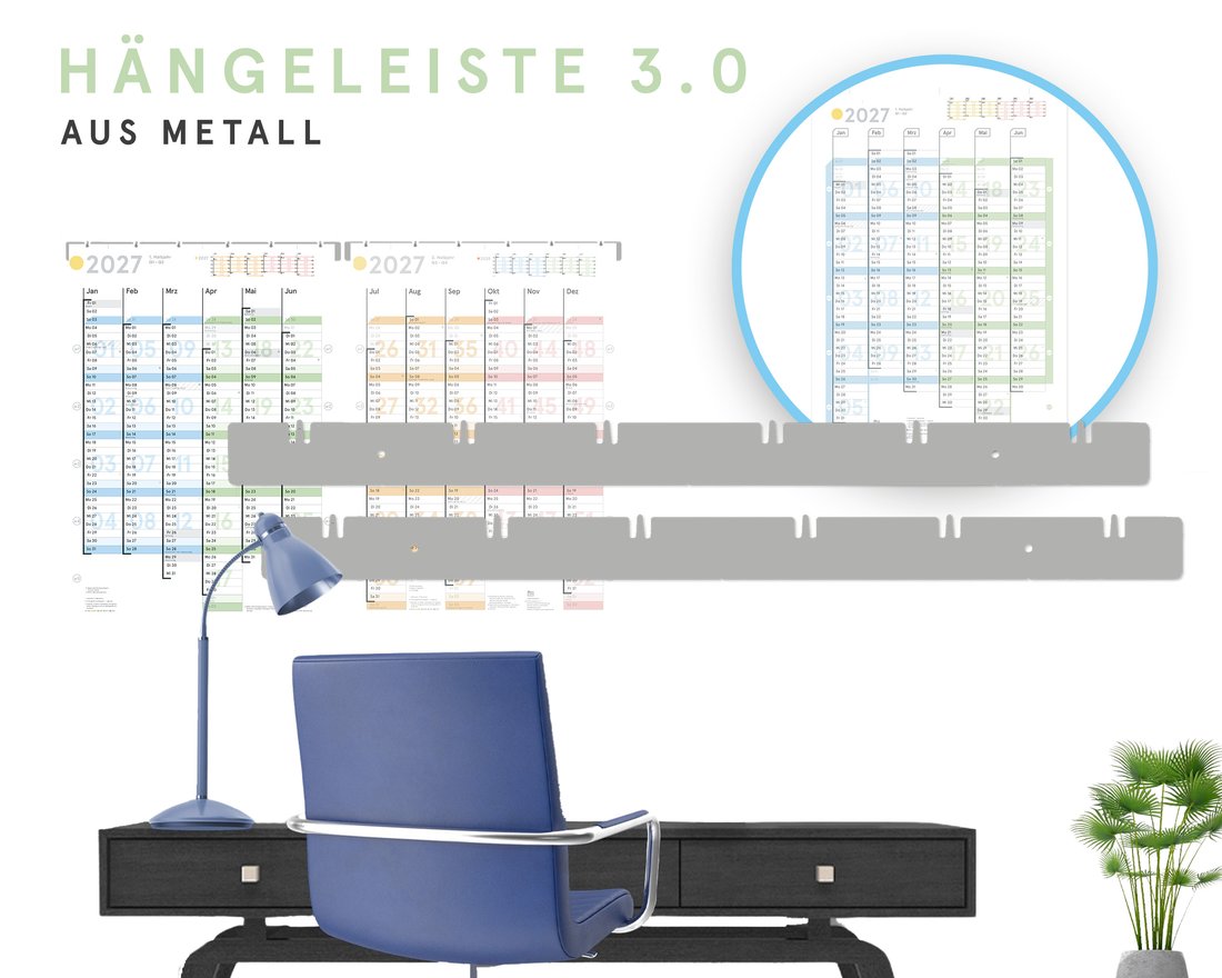 weekview Hängeleisten-Paar 4.0 aus Metall mit Wandplanern