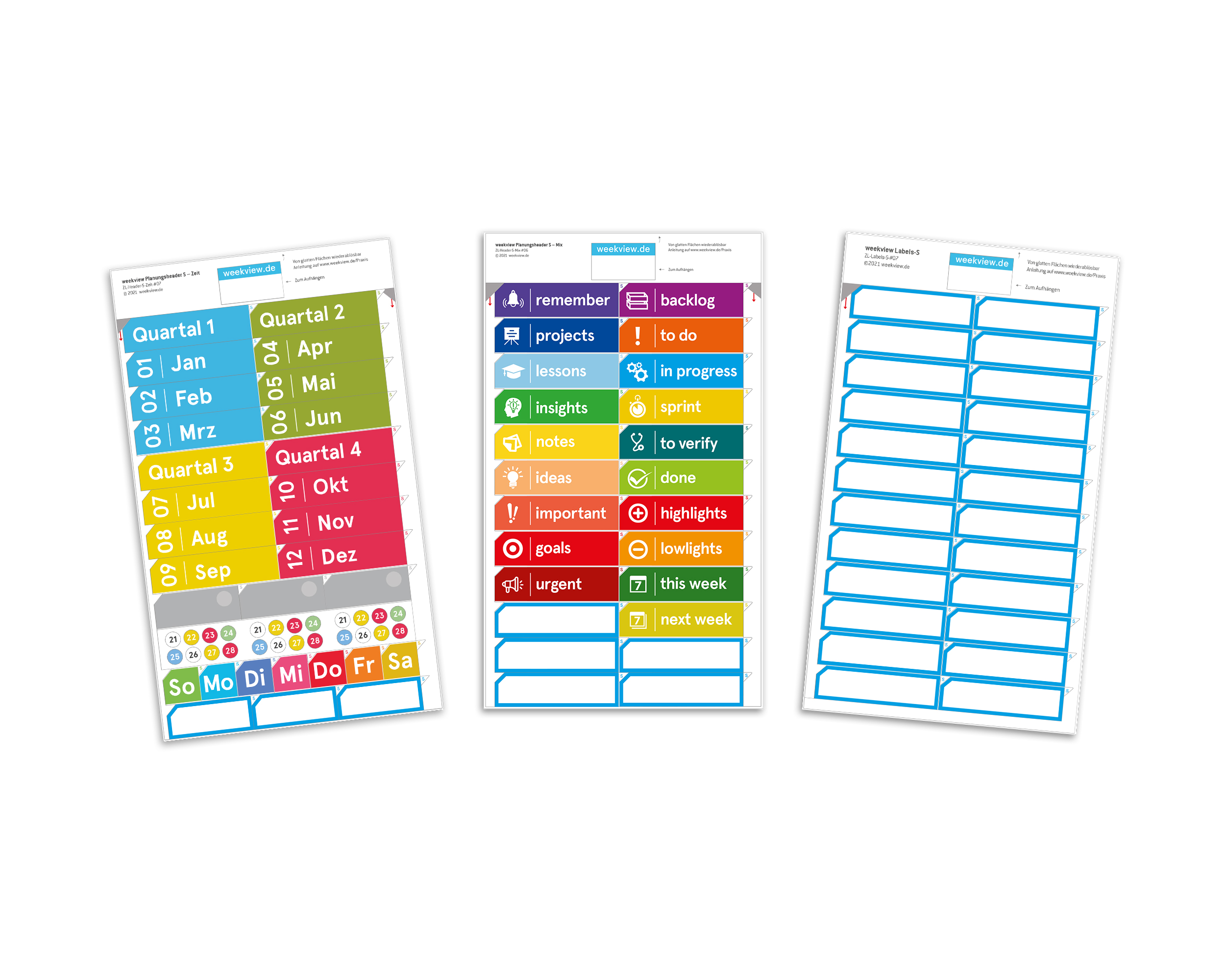 weekview Planungs-Header S – Beschriftung für Whiteboards & Boards