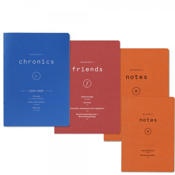 weekdori Set – 3 x A5 (friends, chronic, dotted), 1 x A6 (dotted)