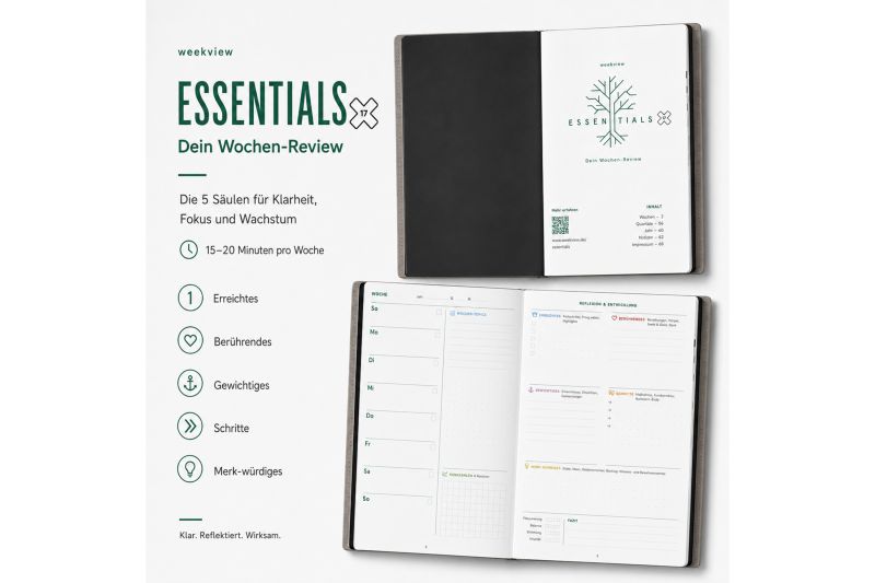 weekview A5 X17 Essentials - Wochenreflexionsheft | Das Wesentliche der Woche erfassen